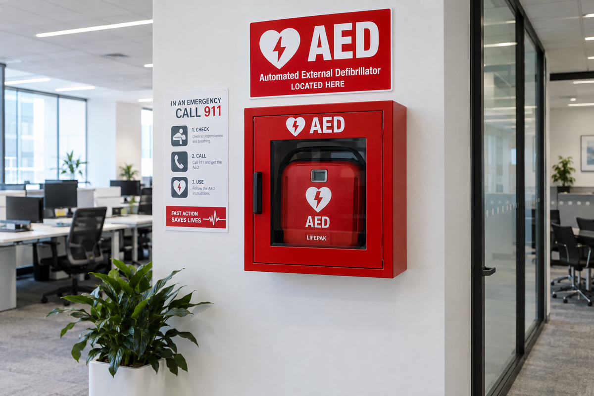 AED Defibrillator in office