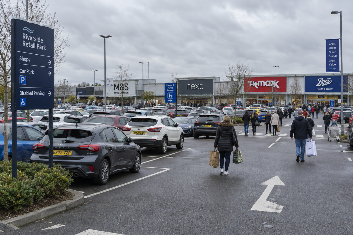 busy retail car park