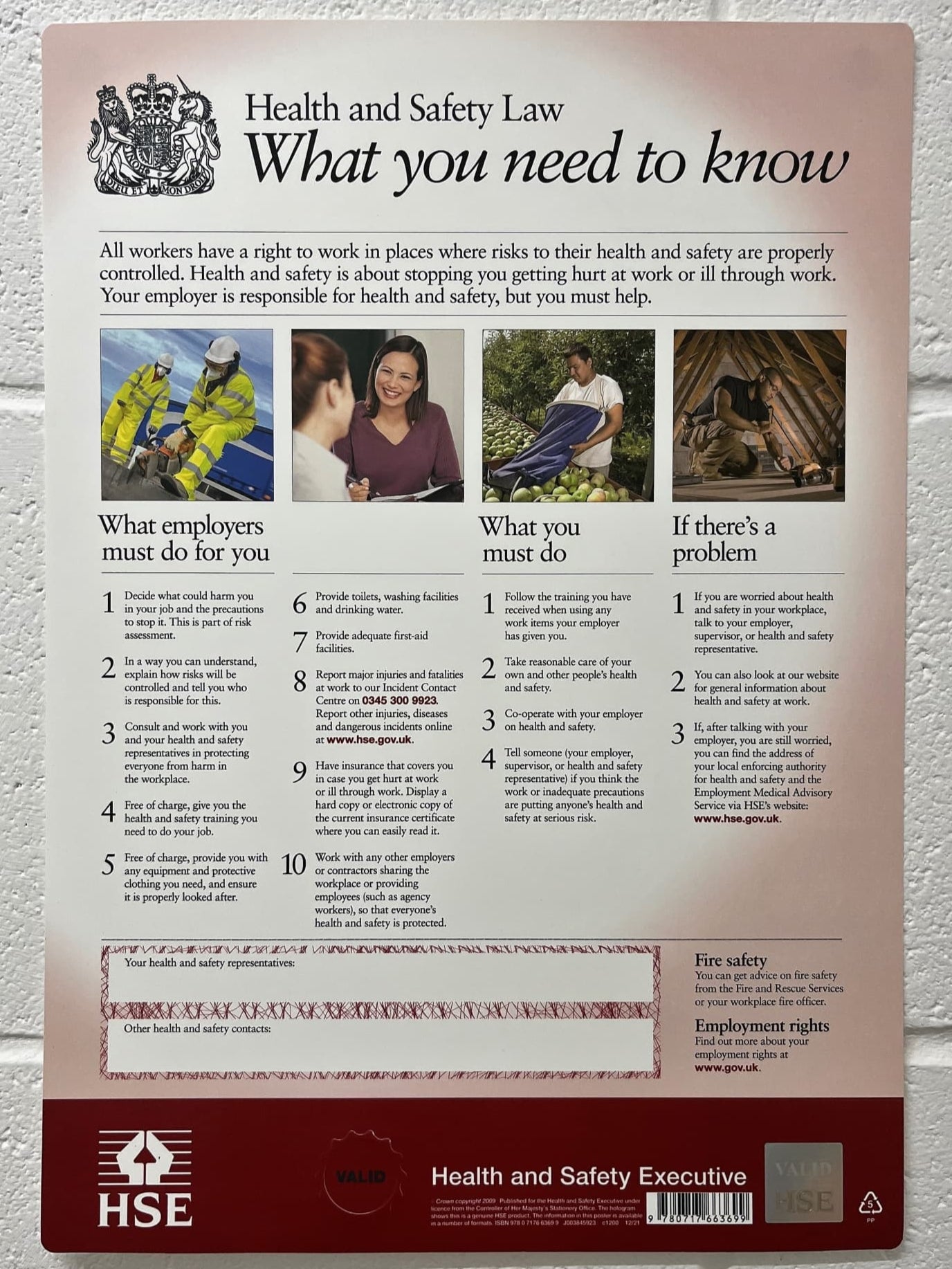 HSE Safety at Work Law Poster - The Safety Sheep Store