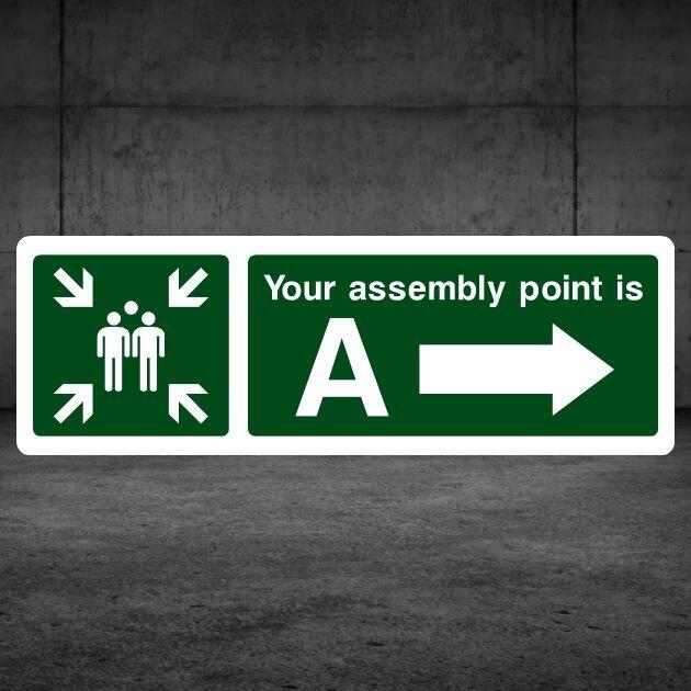 Assembly Point A Fire Sign With Right Arrow-The Safety Sheep Store
