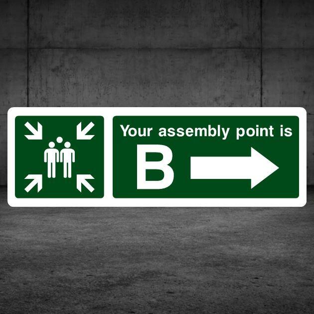 Assembly Point B Fire Sign Right Arrow-The Safety Sheep Store