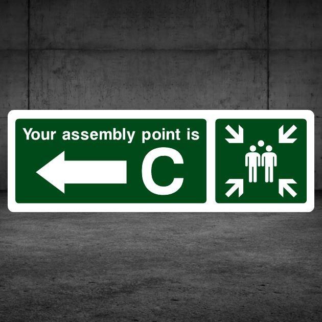 Assembly Point C Fire Sign Left Arrow-The Safety Sheep Store