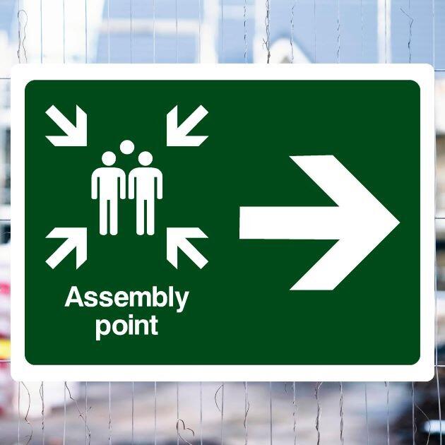Assembly Point Right Arrow Fire Sign-The Safety Sheep Store