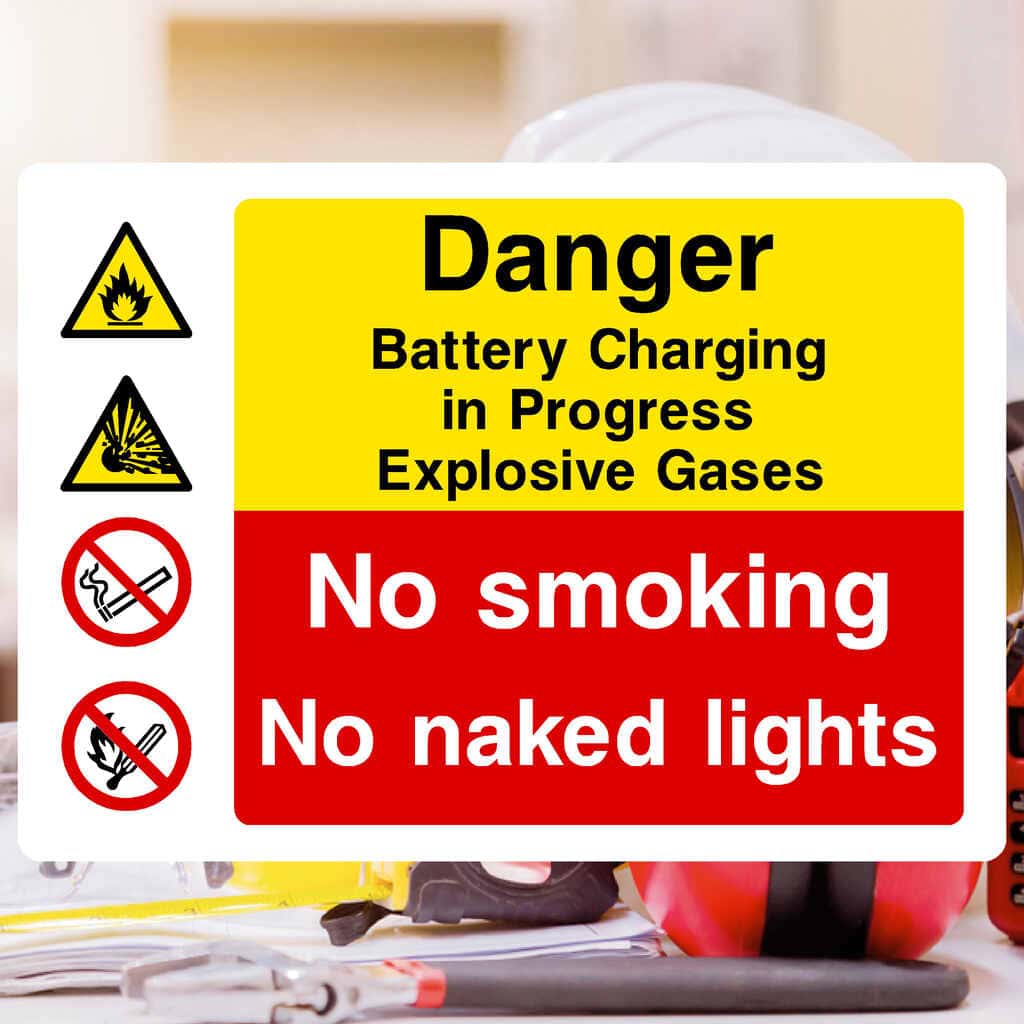 Battery Charging In Progress Explosive Gases Sign-The Safety Sheep Store