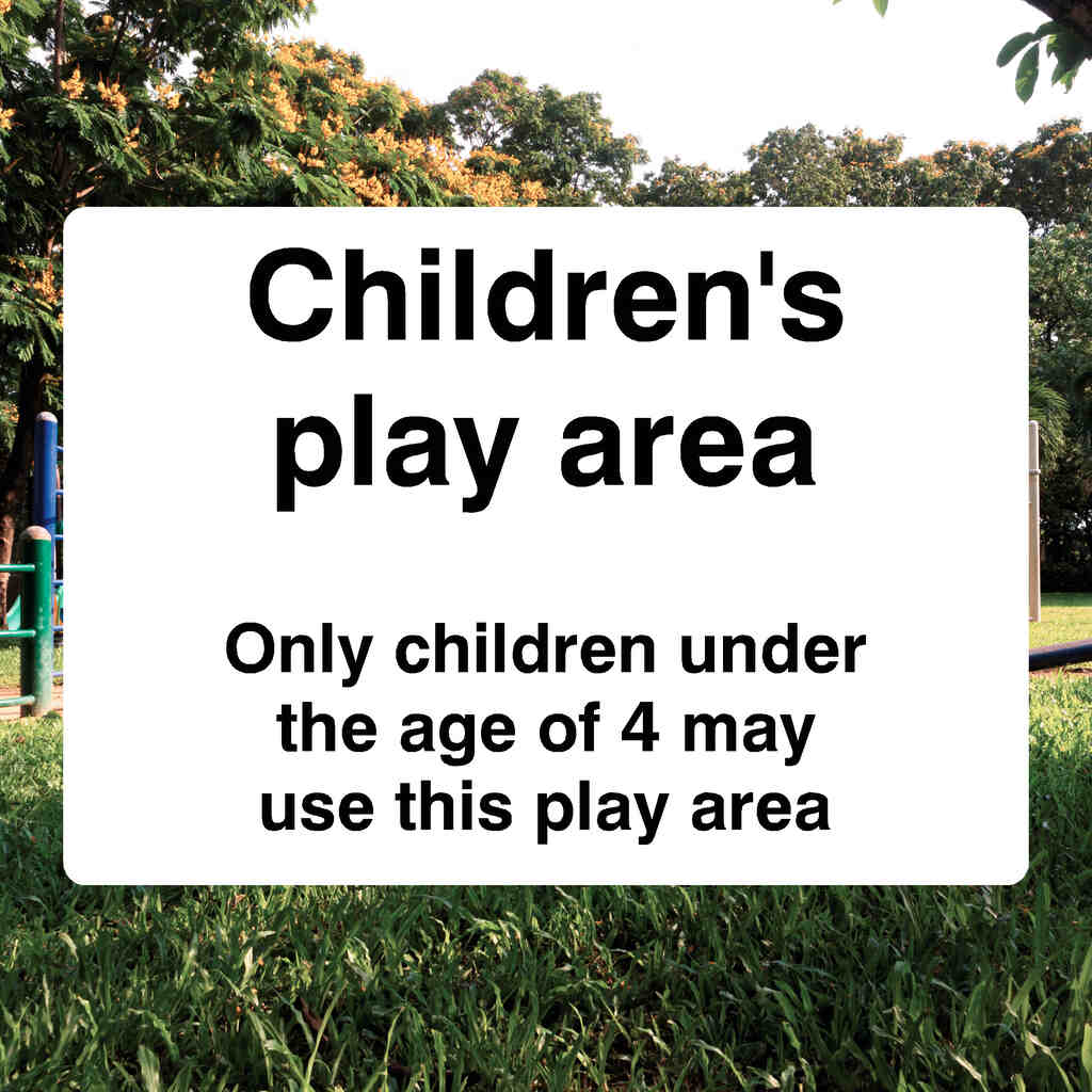 Children's Play Area Under 4 Sign White-The Safety Sheep Store
