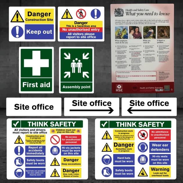 Complete Construction Site Safety Sign 10 Pack & HSE Poster - Pack A-The Safety Sheep Store