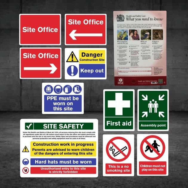Complete Construction Site Safety Sign 11 Pack & HSE Poster - Pack E-The Safety Sheep Store