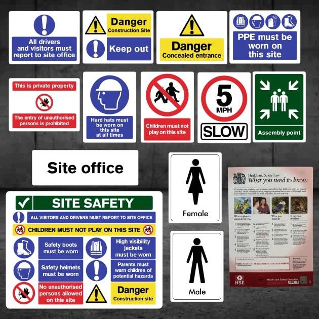 Complete Construction Site Safety Sign 25 Pack - Starter Pack F - The Safety Signs Store