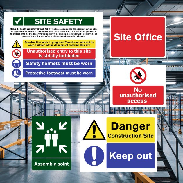 Complete Construction Site Safety Sign 5 Pack + HSE Poster - Pack C-The Safety Sheep Store
