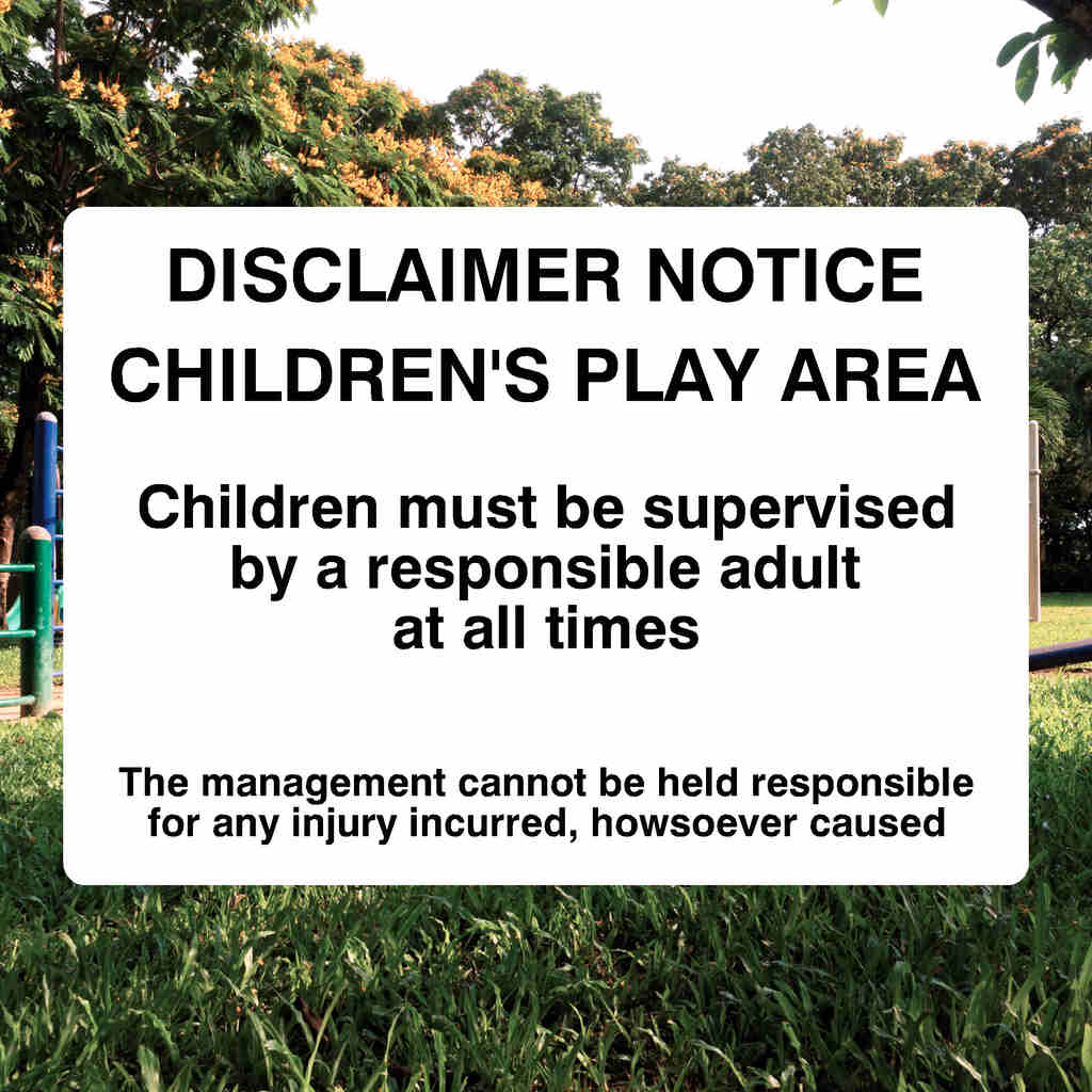Disclaimer Notice Children's Play Area Sign-The Safety Sheep Store