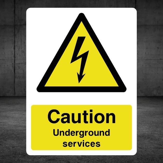 Caution Underground Services Electrical Sign - UK Safety Signs Store