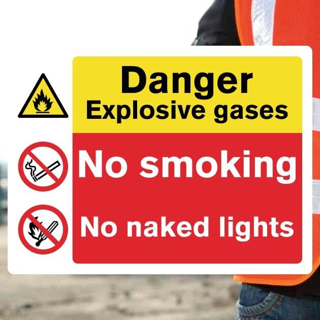 Explosive Gases No Smoking No Naked Lights Hazard Sign-The Safety Sheep Store