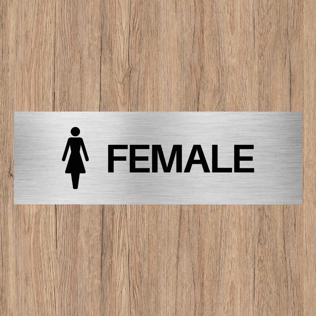 Female Toilet Sign in Brushed Silver Landscape-The Safety Sheep Store