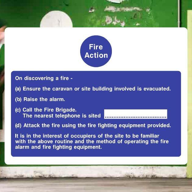 Fire Action Caravan Or Building Site Evacuation Procedure Sign - UK Safety Signs Store