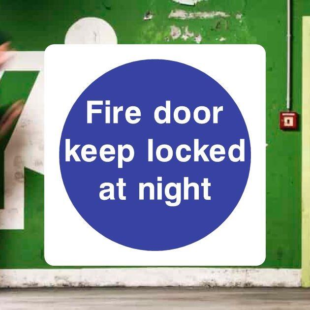 Fire Door Keep Locked At Night Sign - UK Safety Signs Store