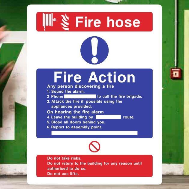 Fire Action Fire Hose Sign-The Safety Sheep Store
