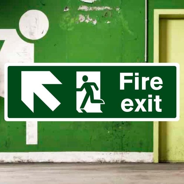 Fire Exit Forward Left Sign-The Safety Sheep Store
