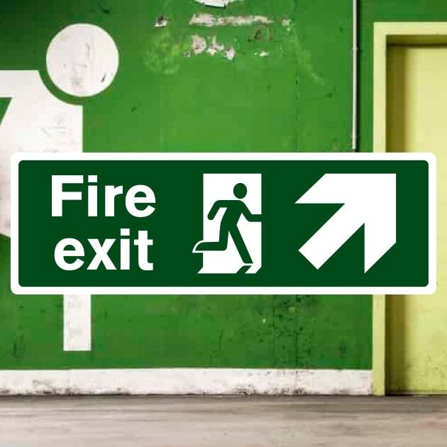 Fire Exit Forward Right Sign-The Safety Sheep Store