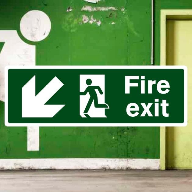 Fire Exit Left Down Sign-The Safety Sheep Store