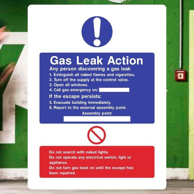 Fire Gas Leak Action Sign-The Safety Sheep Store