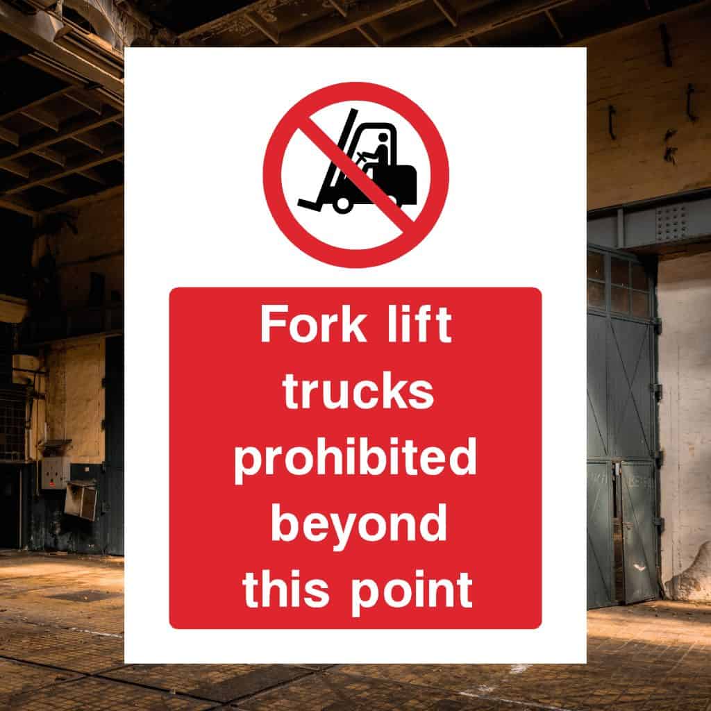Fork Lift Trucks Prohibited Beyond This Point Sign-The Safety Sheep Store