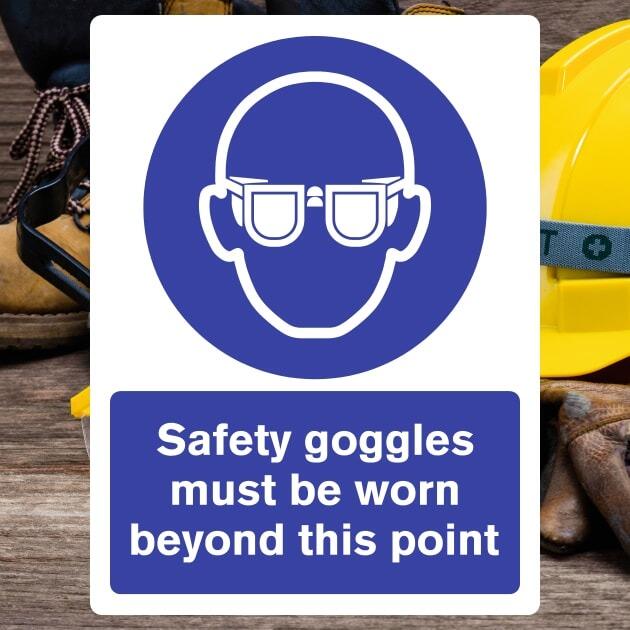 goggles must be worn sign Goggles Required Area Sign