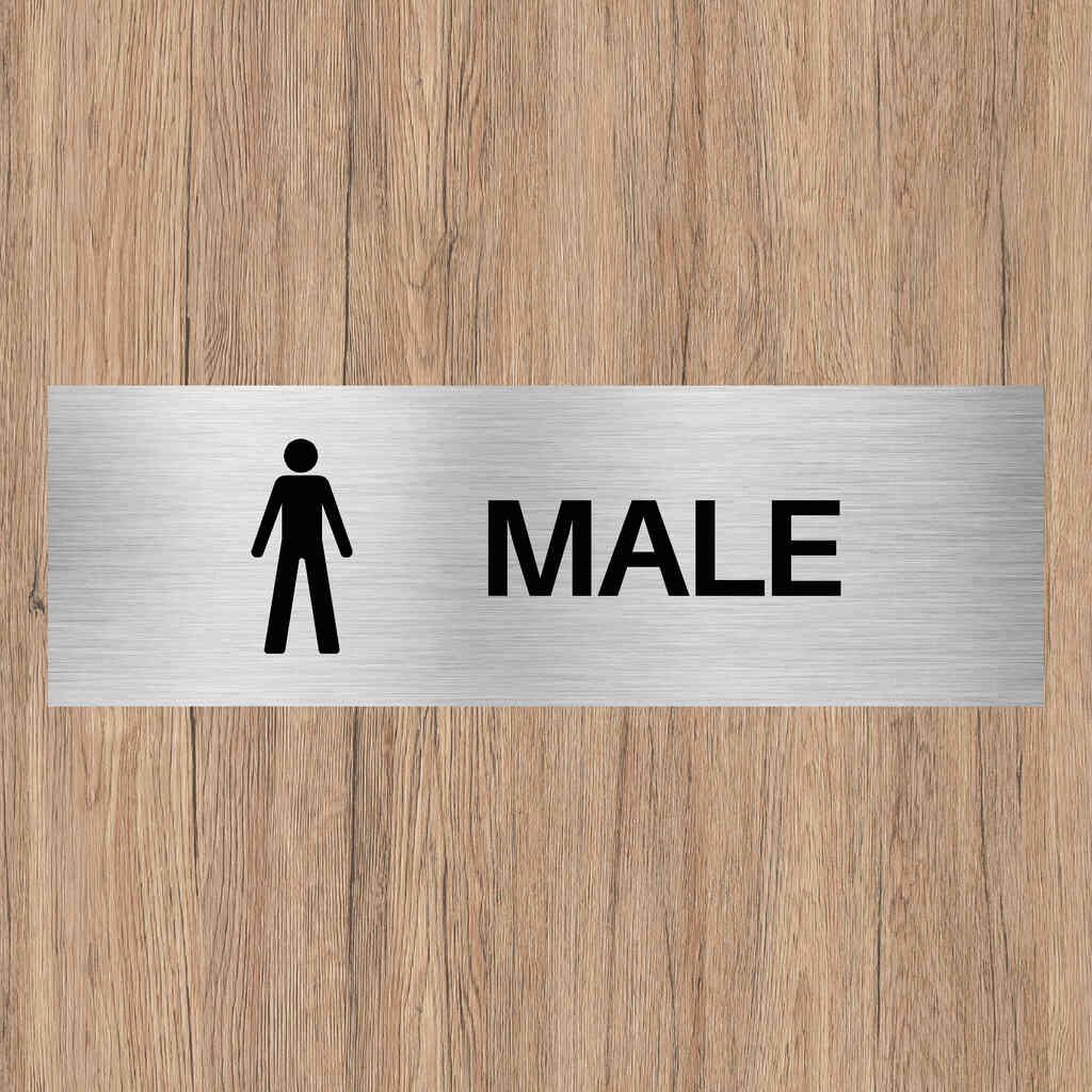 Male Toilet Sign in Brushed Silver CAPS-The Safety Sheep Store