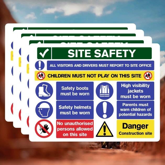 Multipack Site Safety Sign 400 x 300mm 25 Pack Option D - The Safety Signs Store