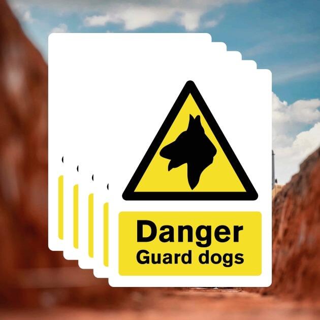 Multipack Danger Guard Dogs Signs | 5 Pack-The Safety Sheep Store