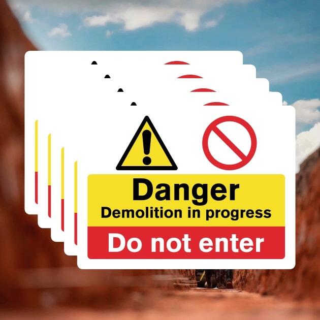 Multipack Demolition No Entry Signs 5 Pack-The Safety Sheep Store