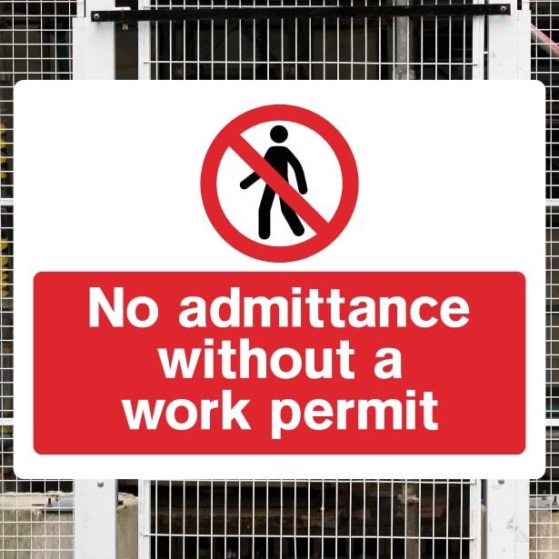 No Admittance Without Work Permit Sign-The Safety Sheep Store