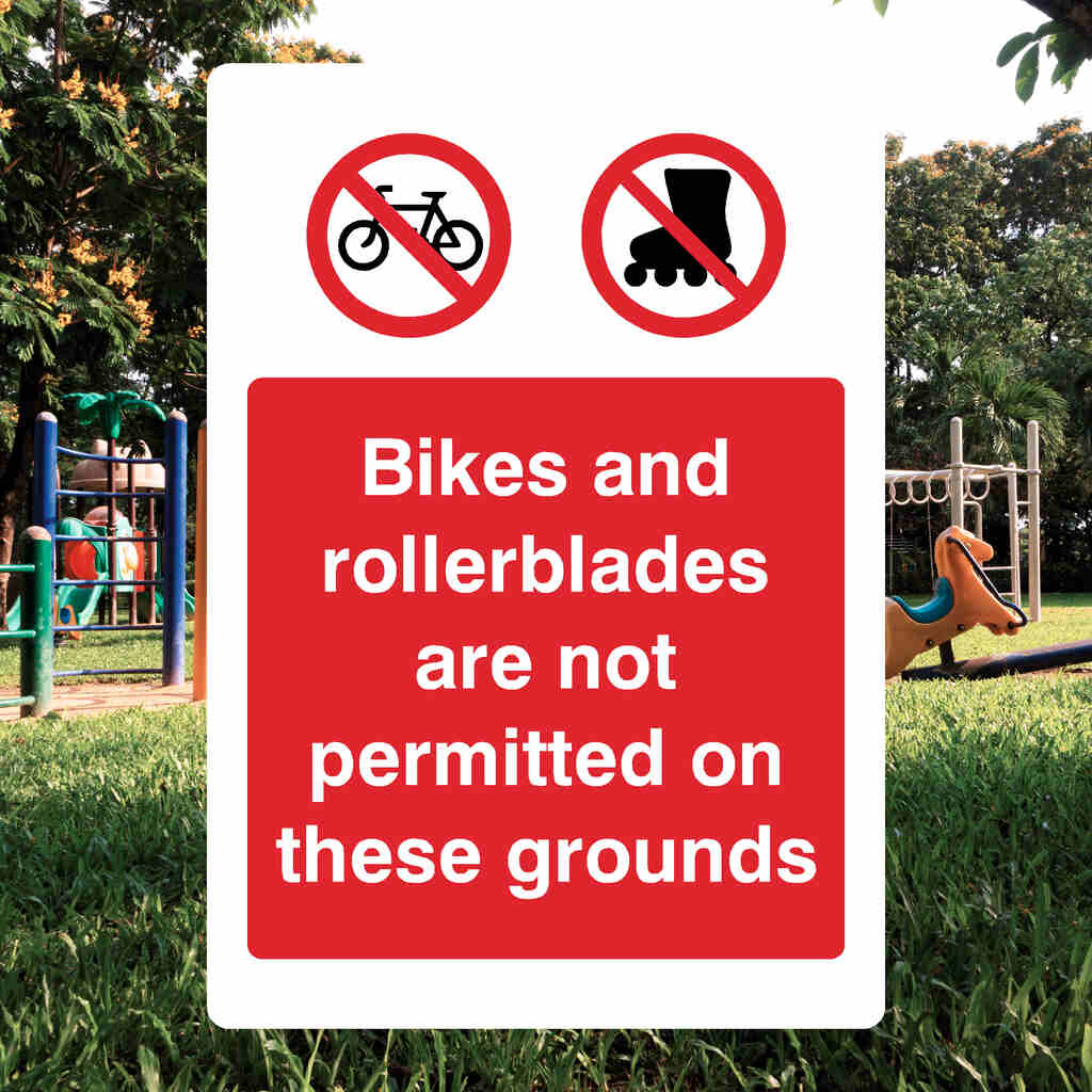 No Skateboarding No Bicycles No Ball Games Portrait Sign-The Safety Sheep Store