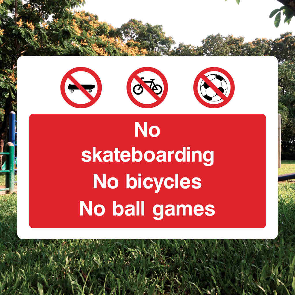 No Skateboarding, No Bicycles, No Ball Games Sign-The Safety Sheep Store