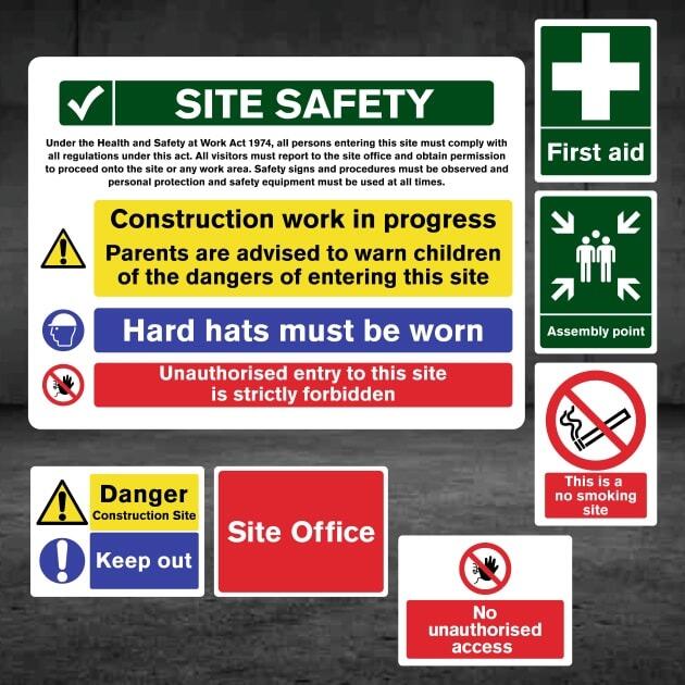 Construction Site Safety Sign 7 Pack - Starter Pack D - The Safety Signs Store