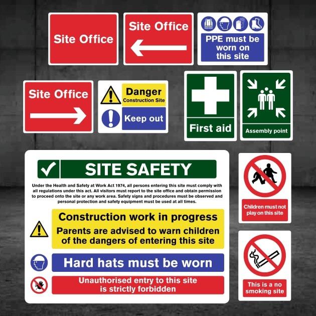 Construction Site Safety Sign 11 Pack - Starter Pack E - The Safety Signs Store