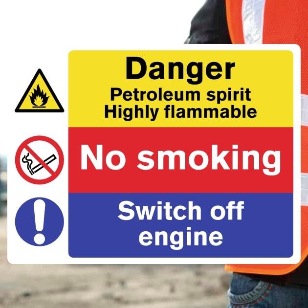 Petroleum Spirit No Smoking Switch Off Hazard Sign-The Safety Sheep Store