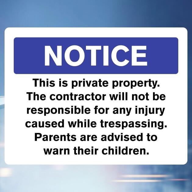 Private Property Contractor Advice Sign-The Safety Sheep Store