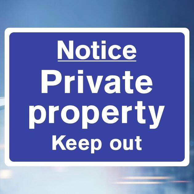 Private Property Keep Out Sign Blue-The Safety Sheep Store
