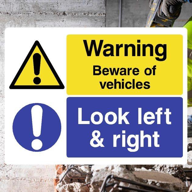 Warning Beware Vehicles Look Left & Right Sign-The Safety Sheep Store