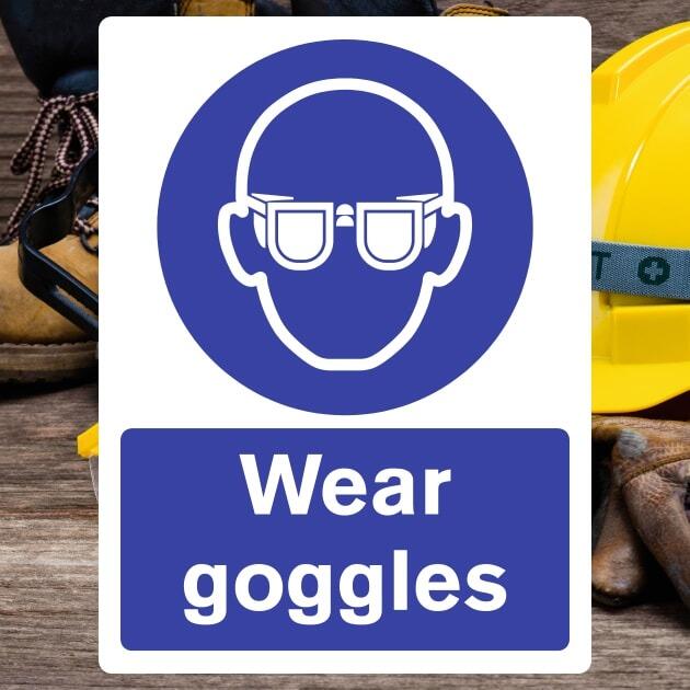 wear goggles sign Wear Goggles PPE Sign