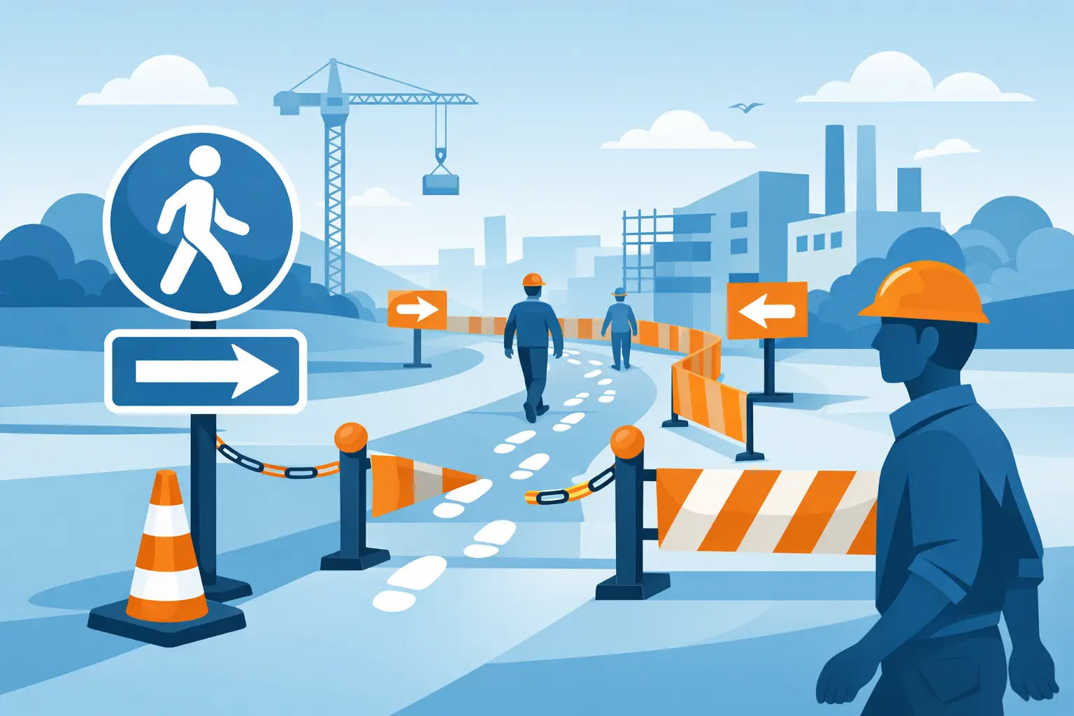 Pedestrian Route Signs That Keep Sites Clear