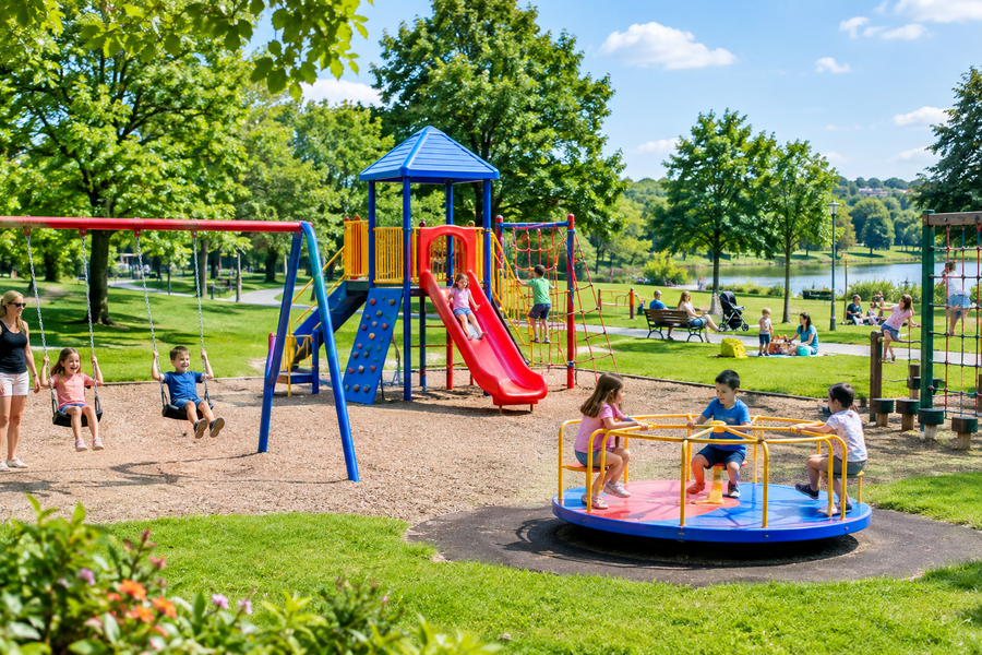 Where Should Play Area Safety Signs Be Positioned?