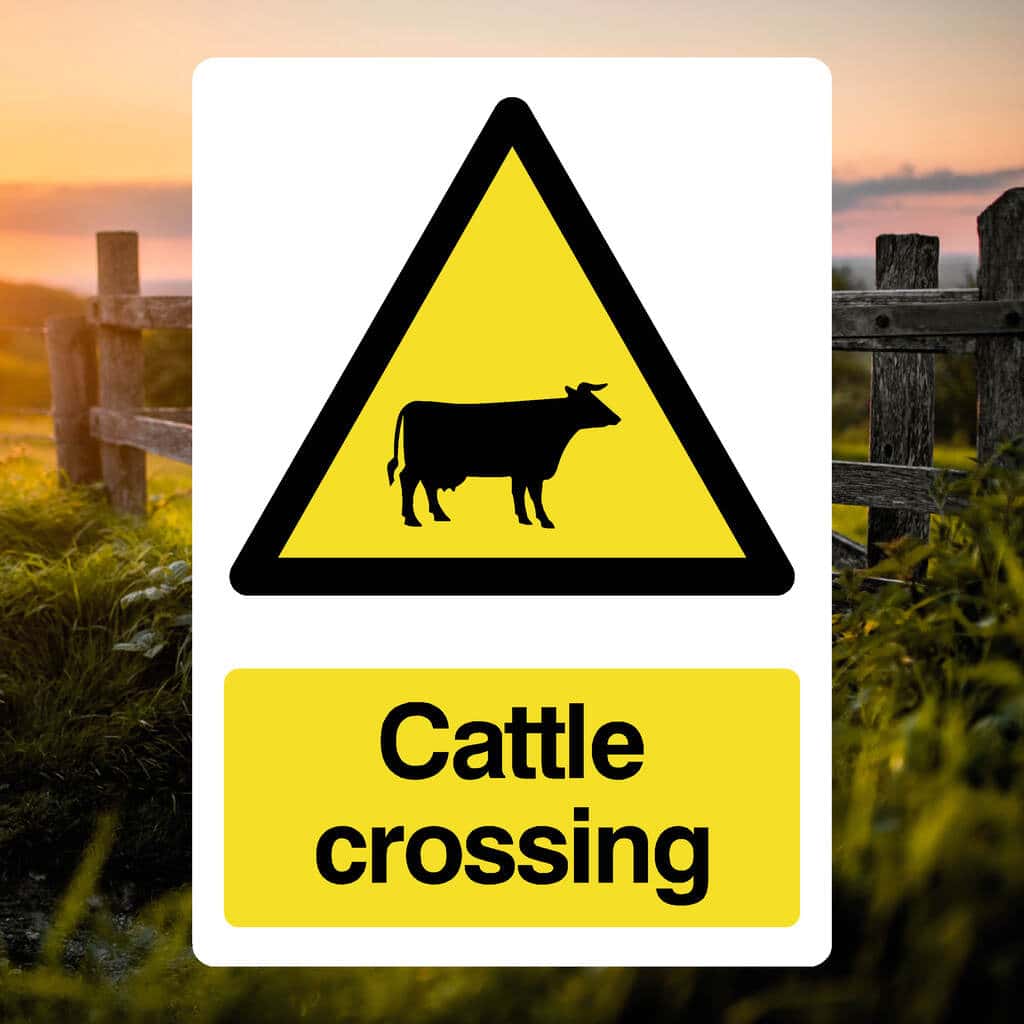 Cattle Crossing Sign - The Safety Sheep Store