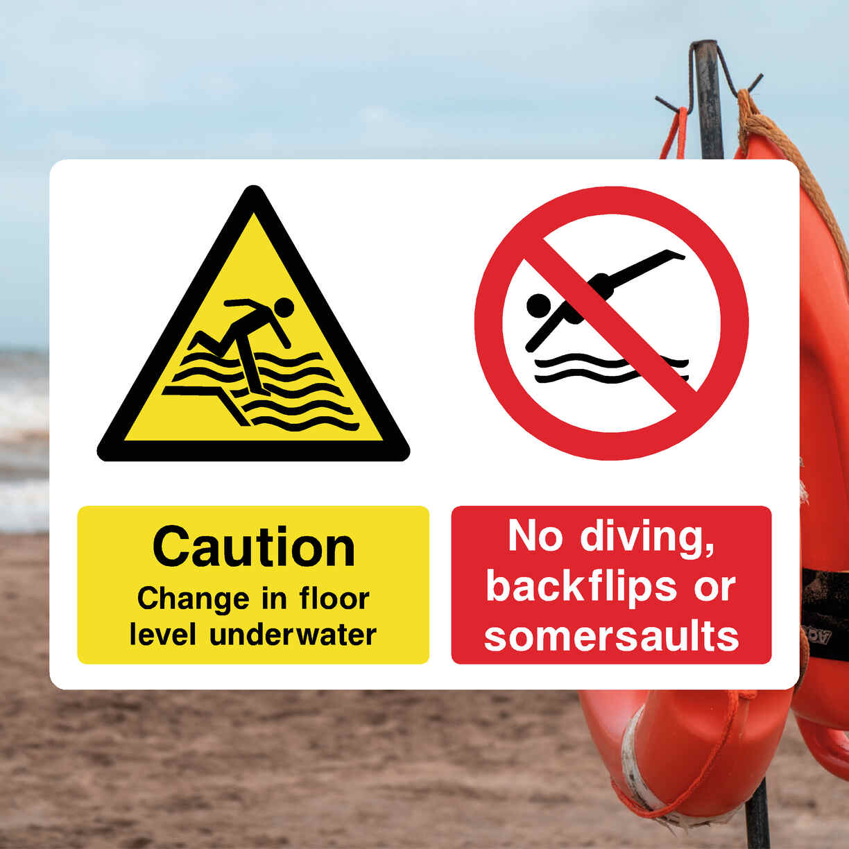 Change In Floor Level Underwater Sign - The Safety Sheep Store