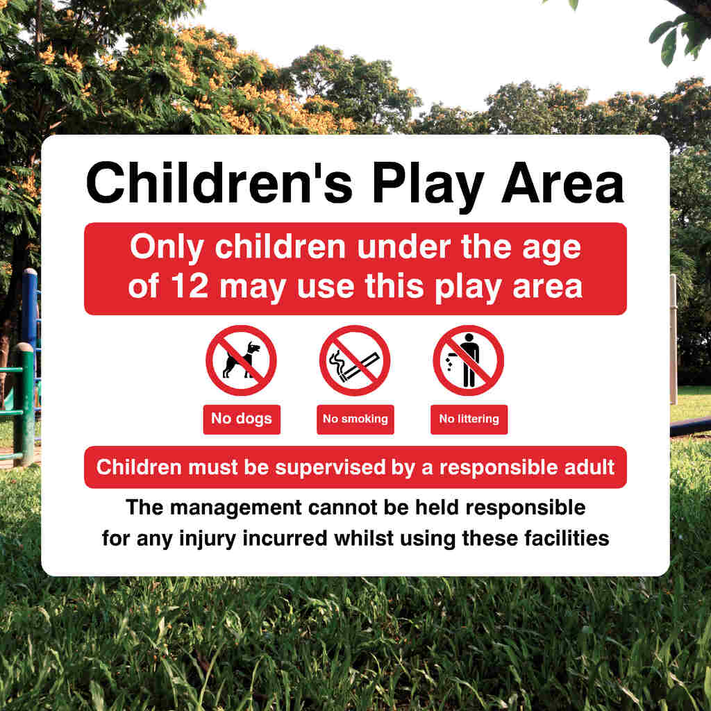 Children's Play Area Under 12 Disclaimer Sign - The Safety Sheep Store