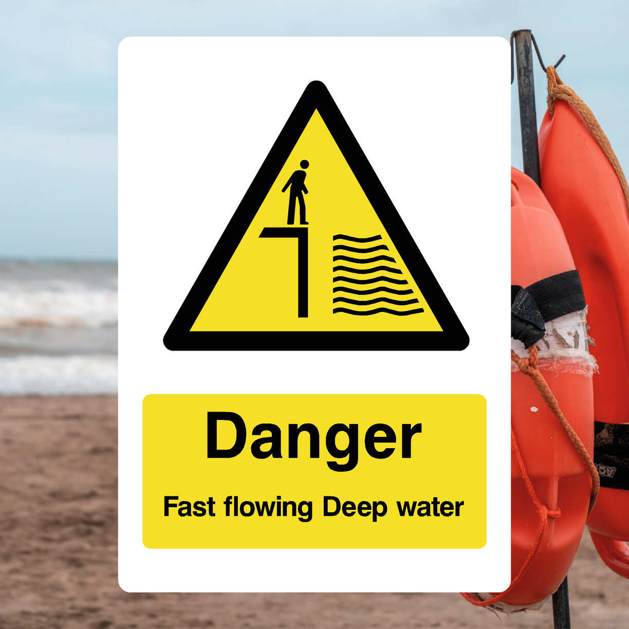 Danger Fast Flowing Deep Water Sign - The Safety Sheep Store