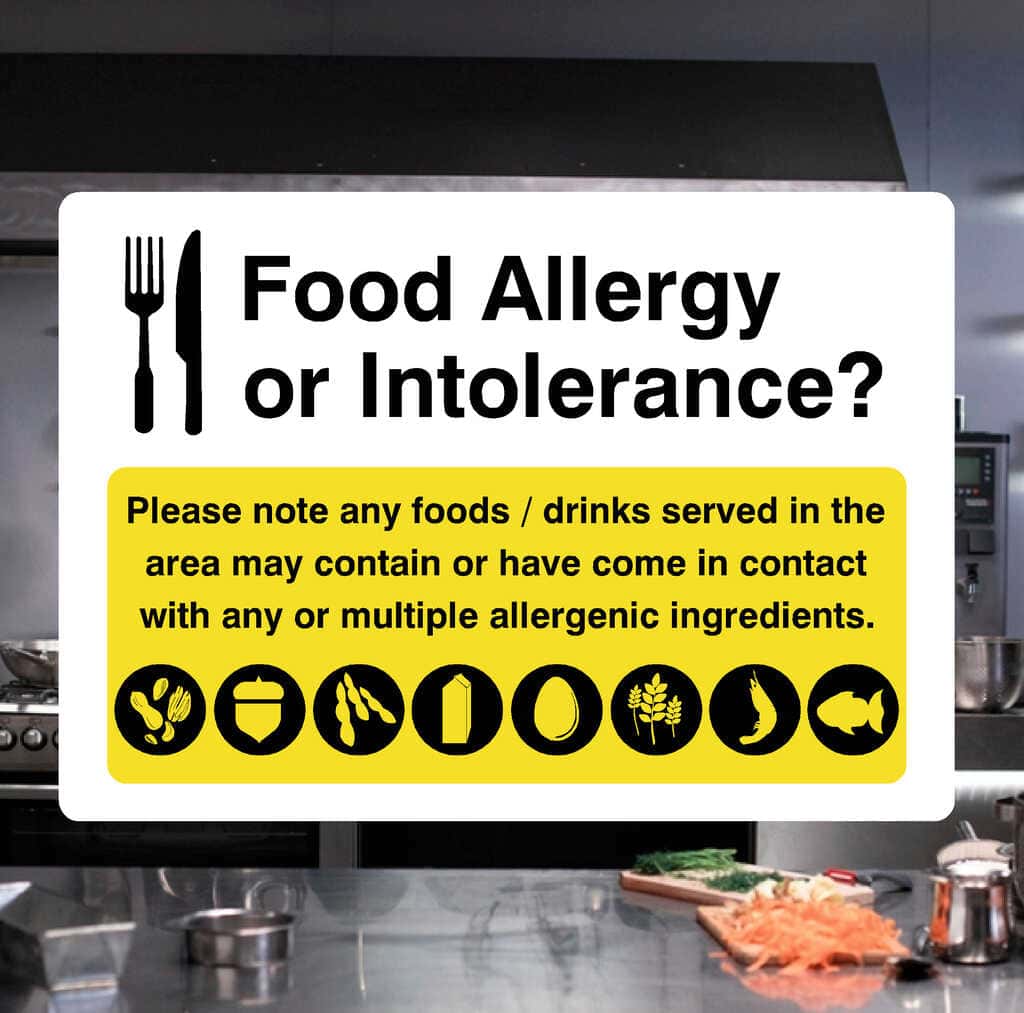 Food Allergy Notice Landscape Sign - The Safety Sheep Store