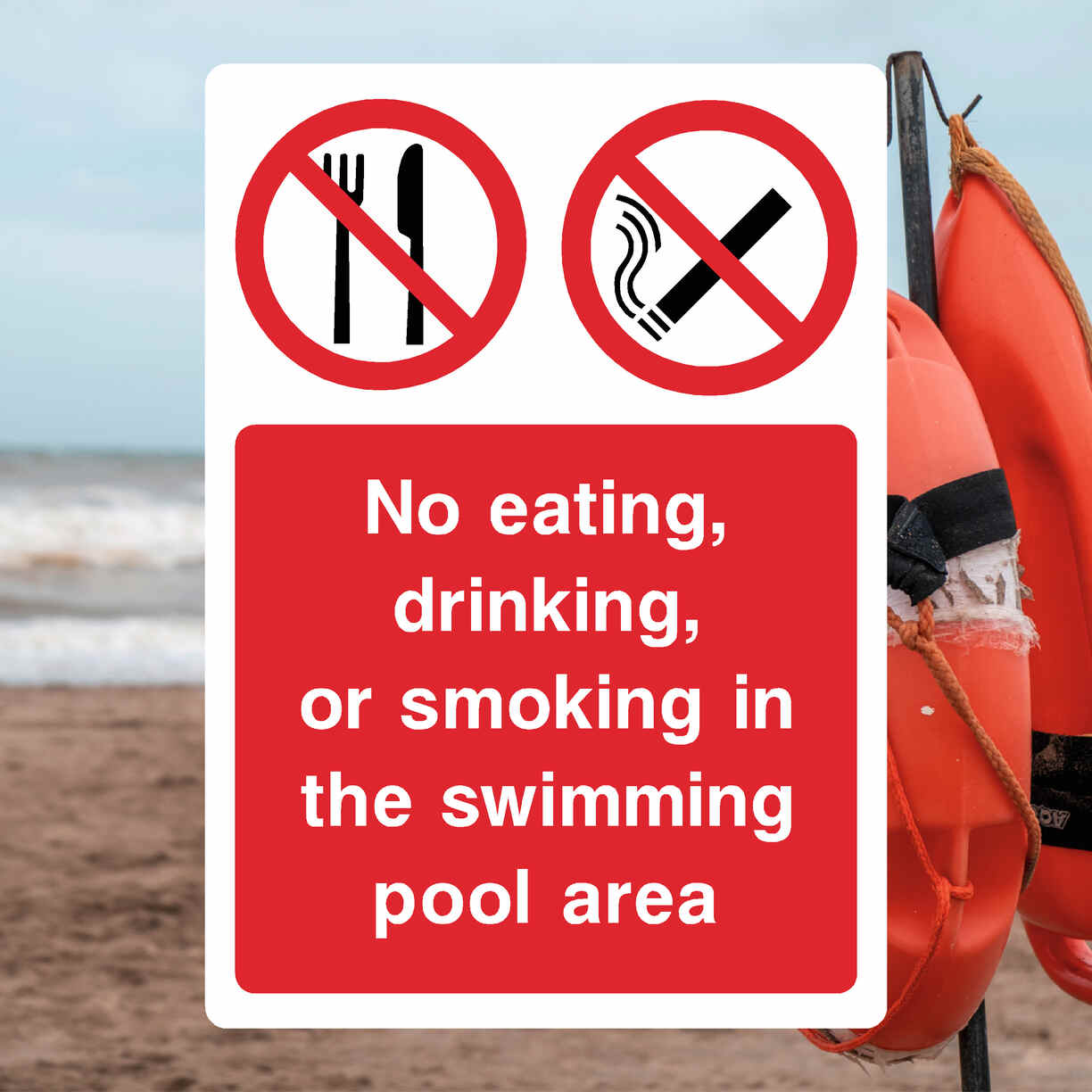 No Eating Drinking Smoking In Pool Area Sign - The Safety Sheep Store