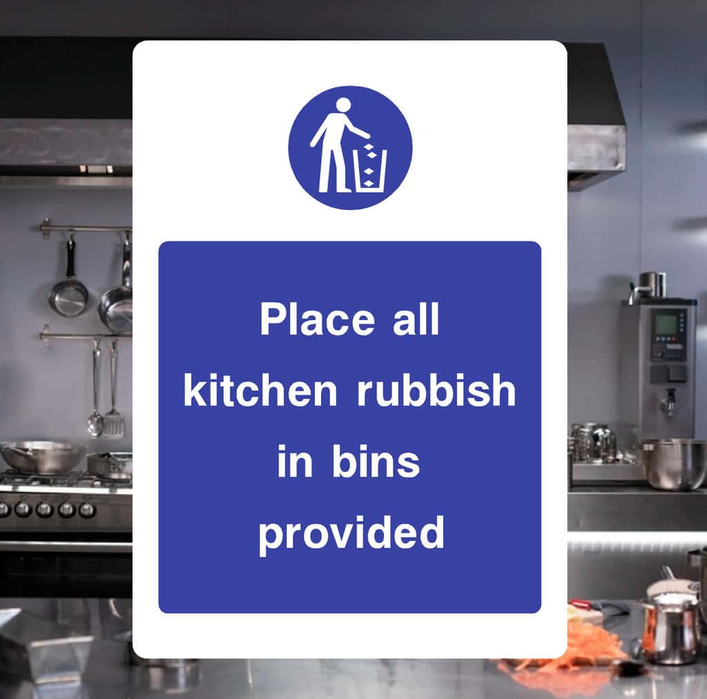 Place All Kitchen Rubbish In Bins Sign - The Safety Sheep Store