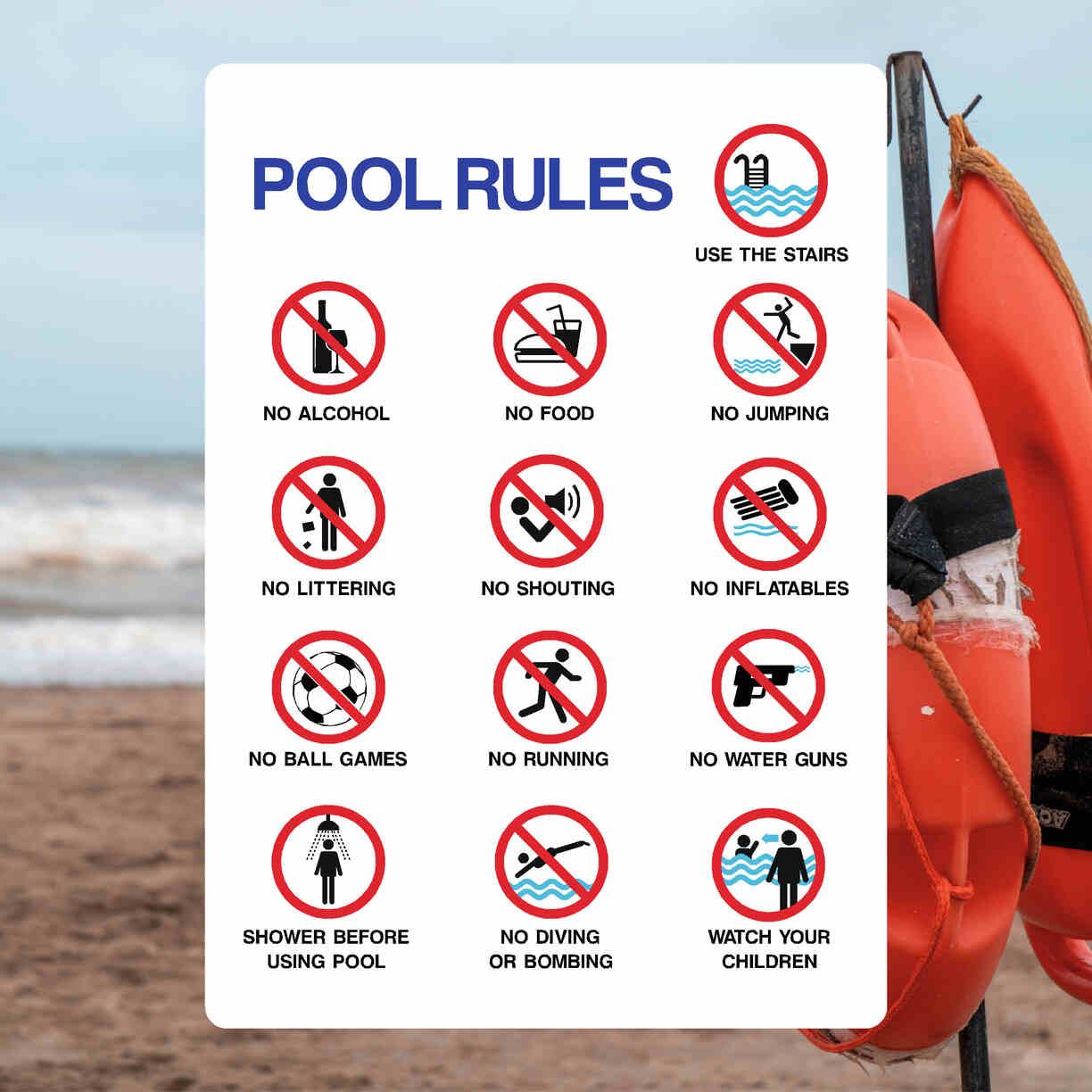 Pool Rules Prohibition Sign - The Safety Sheep Store